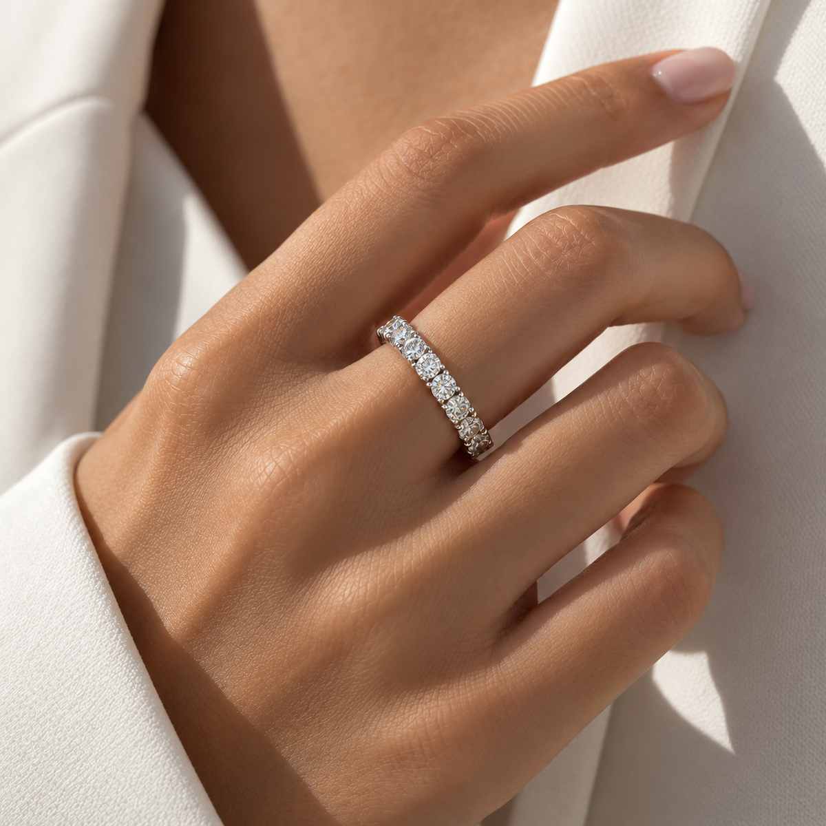 Alliance tour complet - Or blanc et diamants