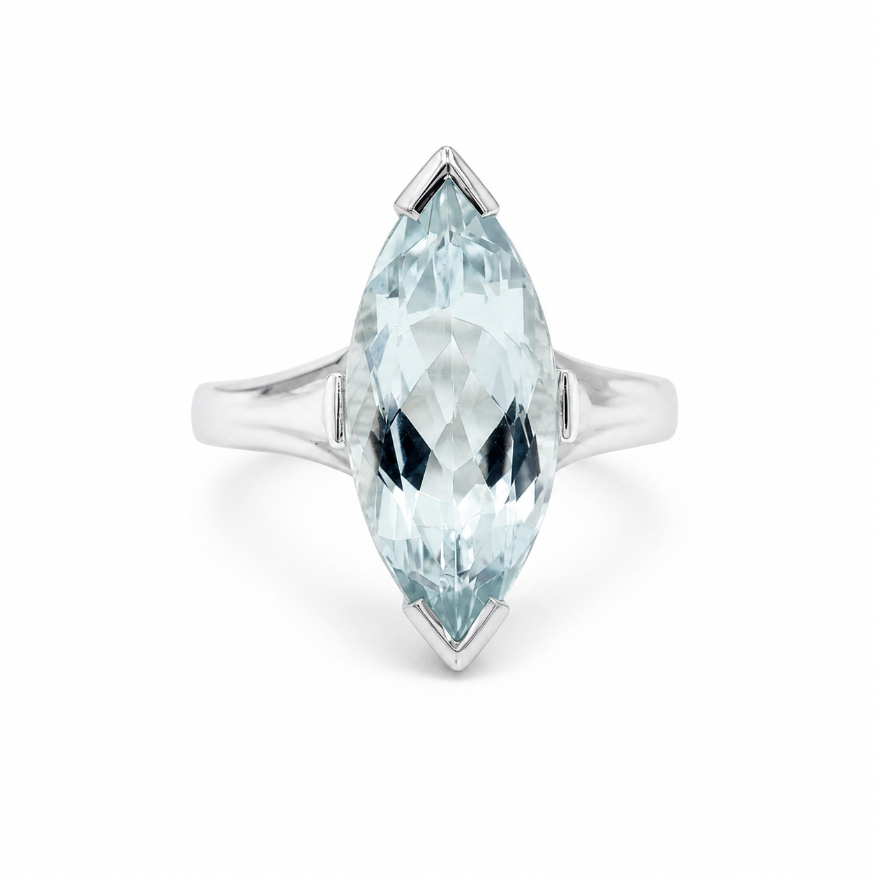 Bague Or Blanc - Aiguë Marine