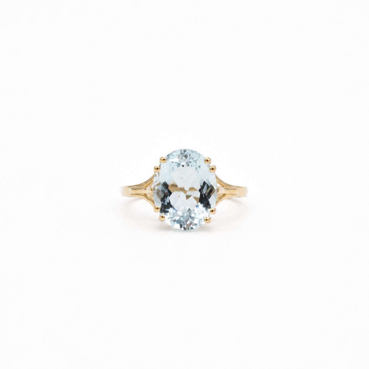 Bague Or jaune - Aiguë Marine