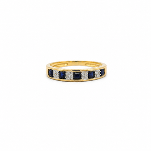 Bague Or jaune - Diamants et Saphirs