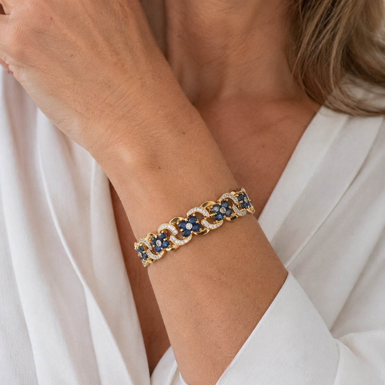 Bracelet Or Jaune 22 carats - Saphirs et Diamants