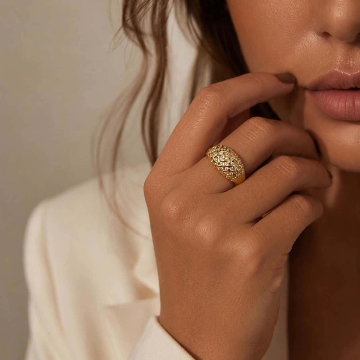 Bague Dôme - Or Jaune et Diamants