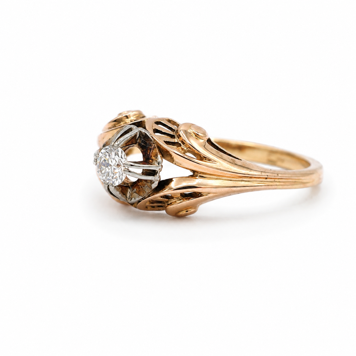 Bague Tank - Or rosé - Diamant 0,15 carat