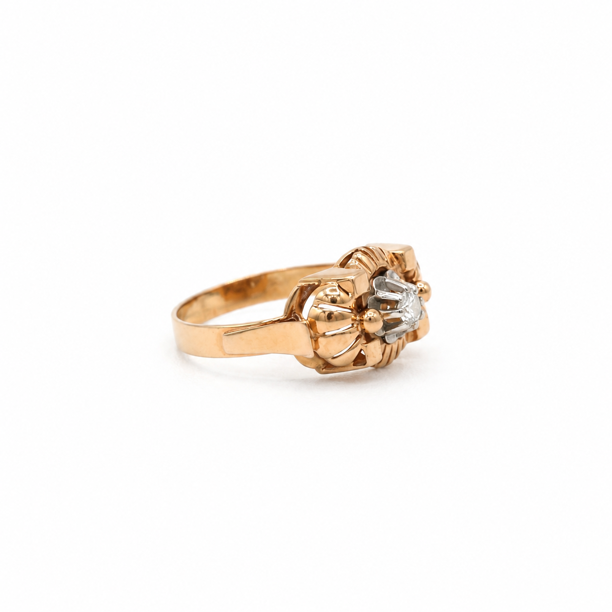 Bague Tank - Or rose - Diamant Taille ancienne