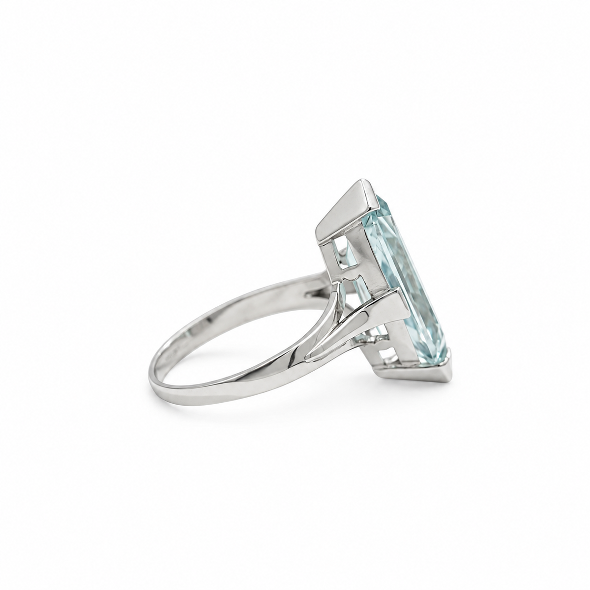 Bague Marquise Or Blanc - Aiguë Marine
