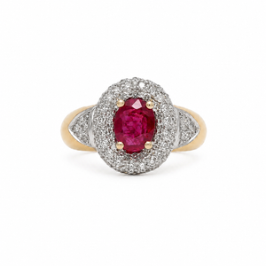 Bague Or blanc et Or jaune Rubis et Diamants