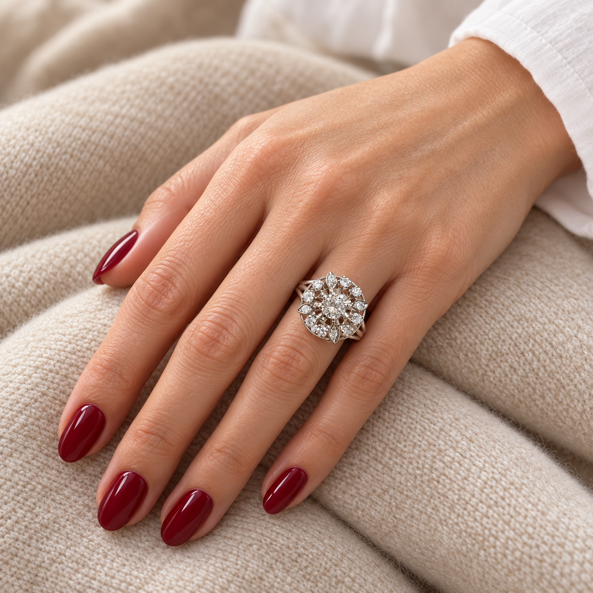 Bague Marguerite Or blanc et diamants