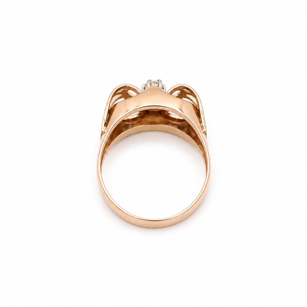 Bague Tank - Or Rose et Diamant