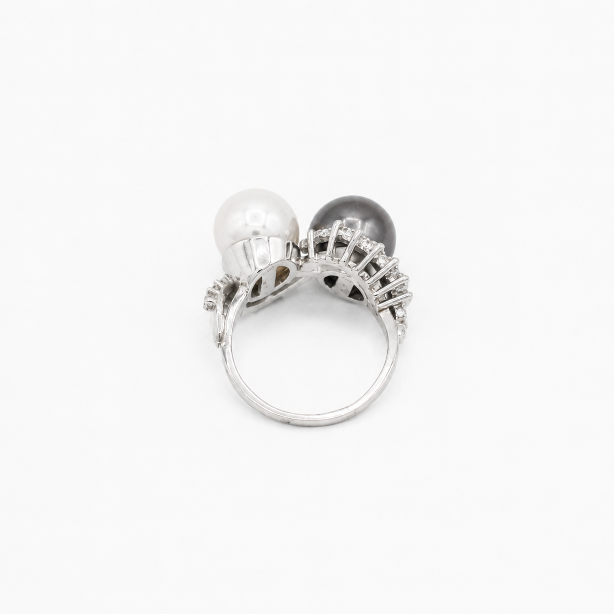 Bague Toi & Moi - Or blanc - Perles et Diamants