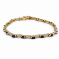 Bracelet Vintage - Or jaune - Saphirs et Diamants