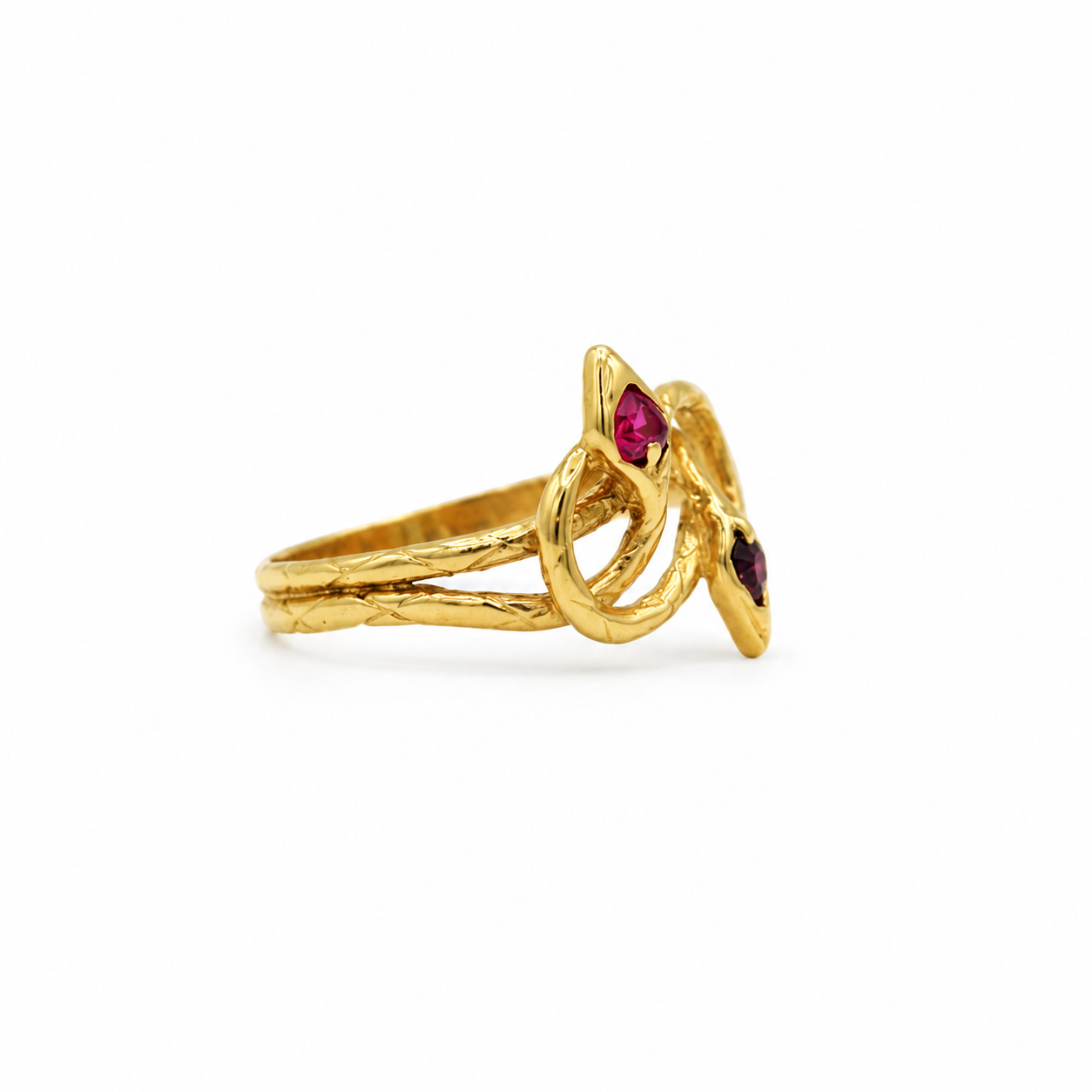 Bague Serpent Or jaune - Rubis