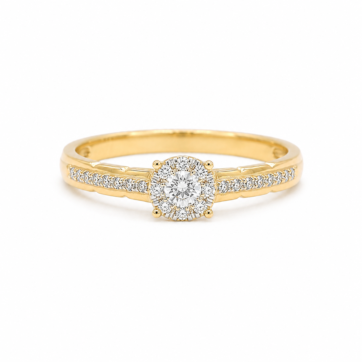 Bague Solitaire - Or jaune et Diamants
