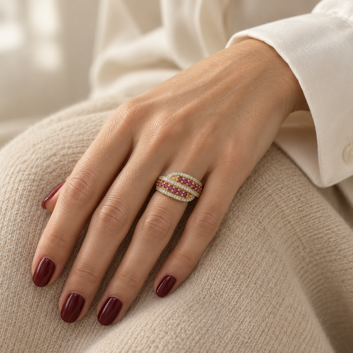 Bague Toi & Moi - Or jaune - Rubis et Diamants
