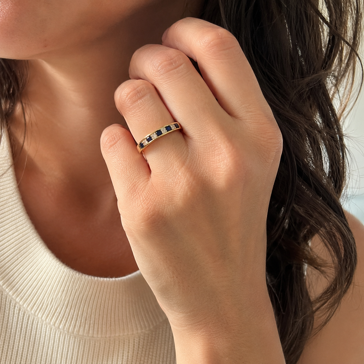 Bague Or jaune - Diamants et Saphirs