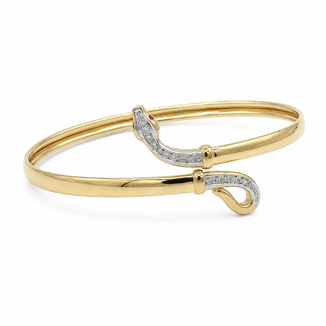 Bracelet Jonc - Serpent - Or jaune - Diamants