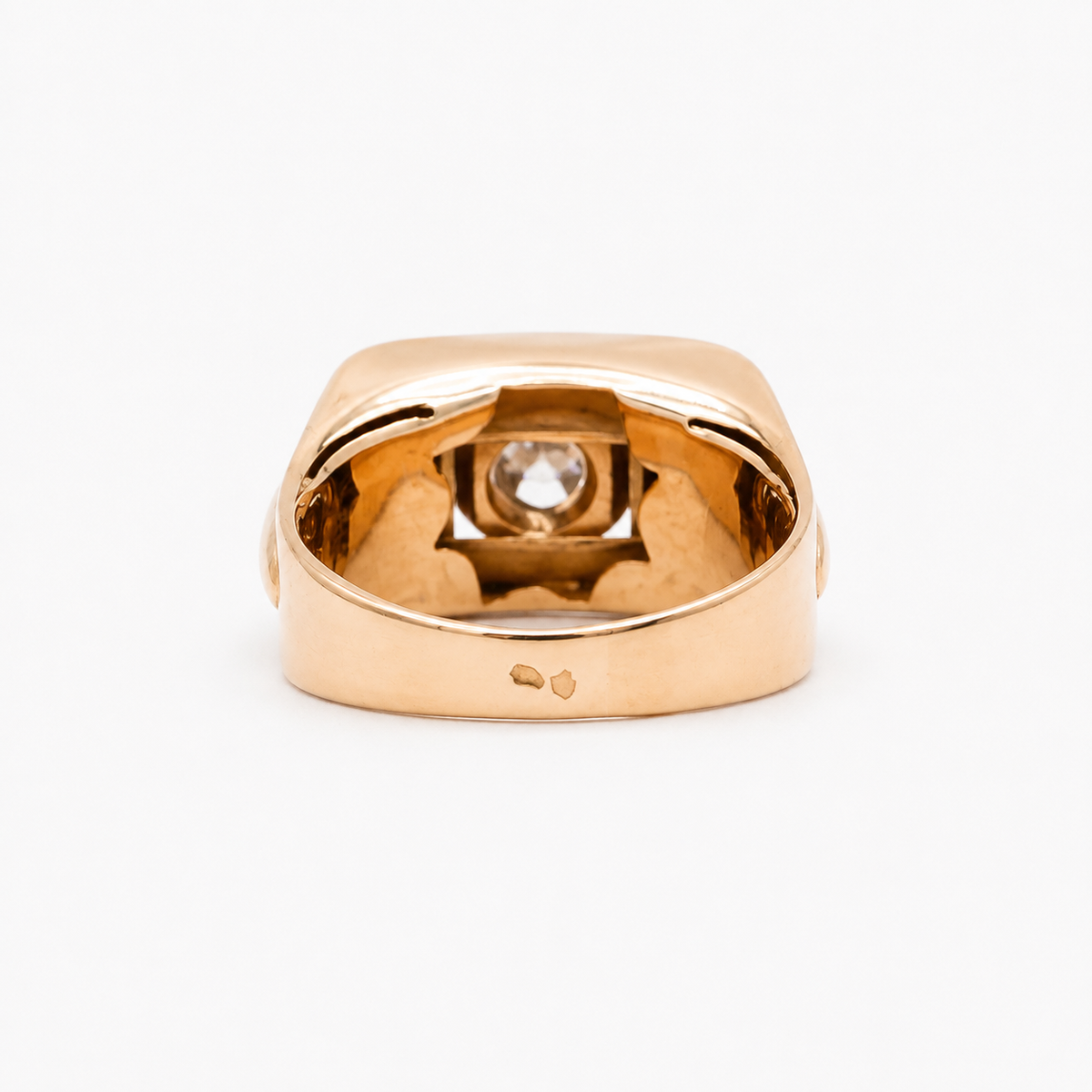 Bague Tank - Or rosé et Platine - Diamant 0,19 carat