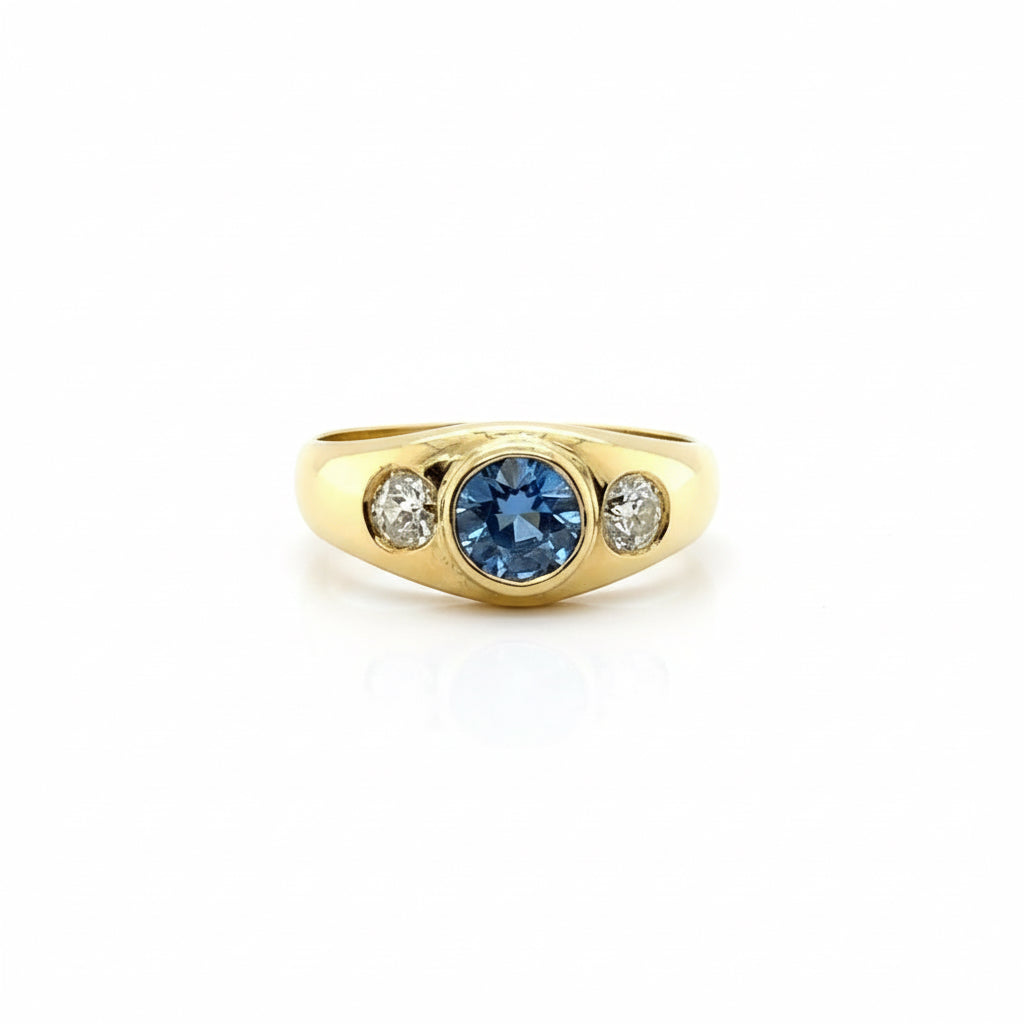 Bague jonc - Or Jaune - Saphir et Diamants