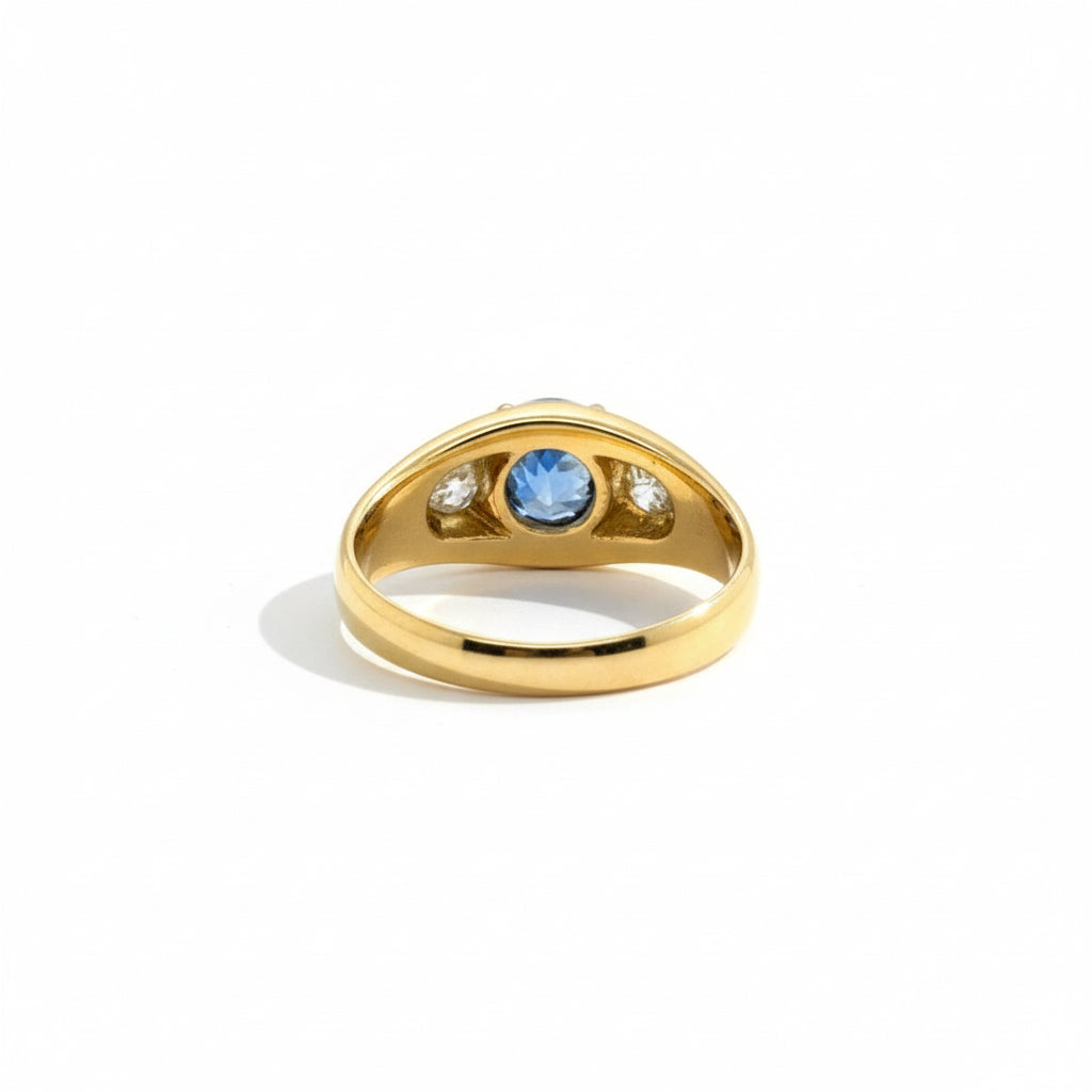 Bague jonc - Or Jaune - Saphir et Diamants