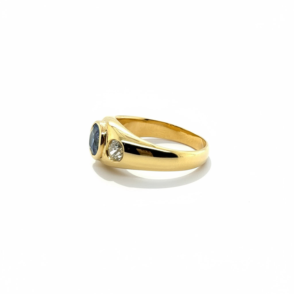 Bague jonc - Or Jaune - Saphir et Diamants