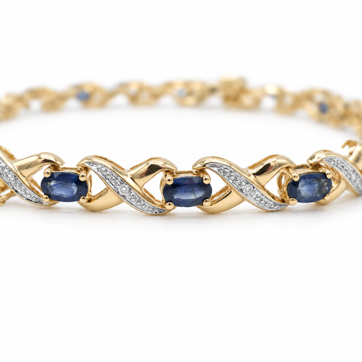 Bracelet or jaune saphirs et diamants