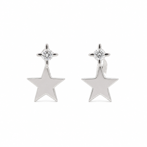 Boucles d’oreille étoile - Or blanc et diamants