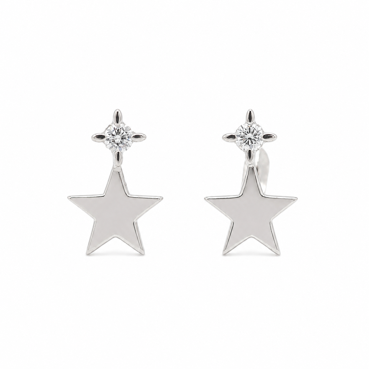 Boucles d’oreille étoile - Or blanc et diamants