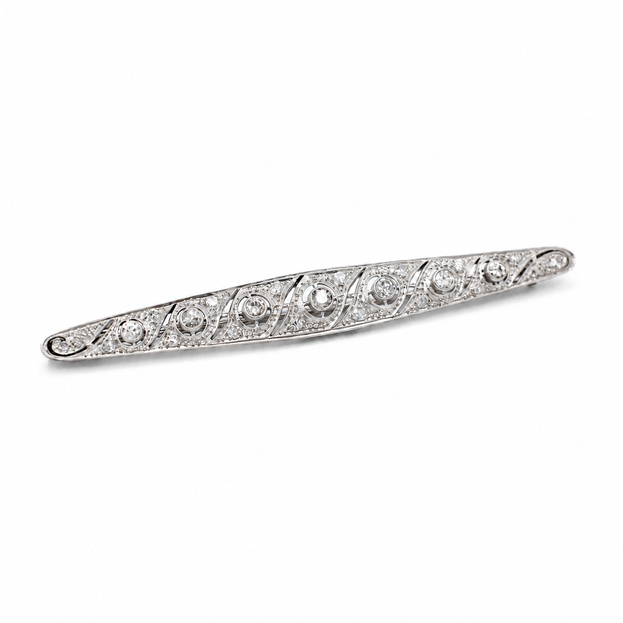 Art Déco - Broche Platine et Diamants