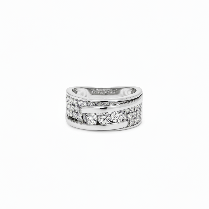 Bague Or blanc - Pavage Diamants
