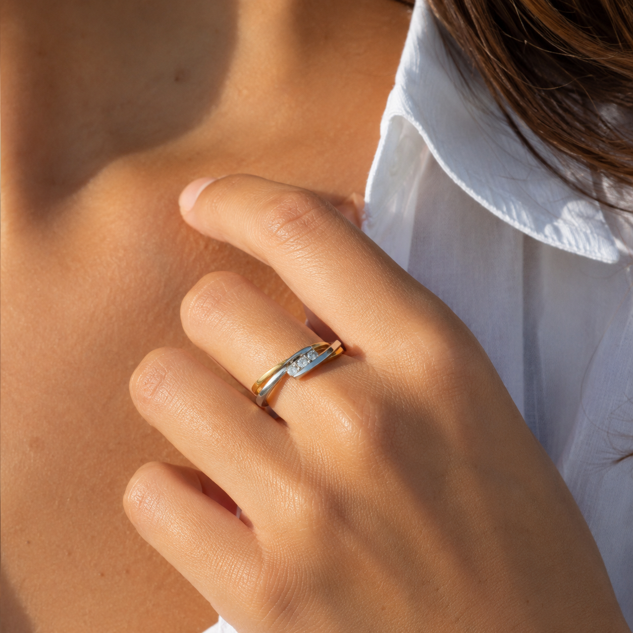 Bague deux ors - Trilogie Diamants