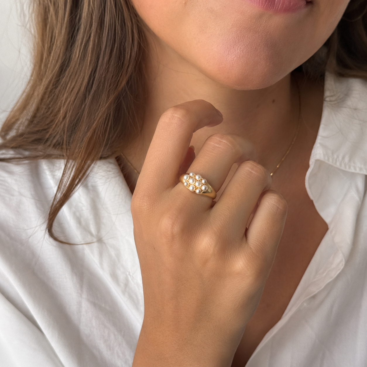 Bague Vintage - Or jaune et perles de culture