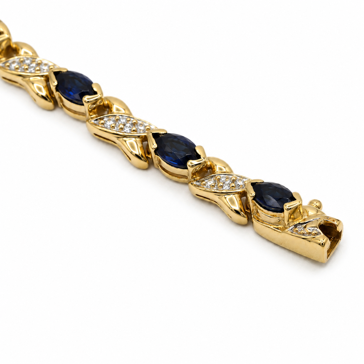Bracelet Vintage - Or jaune - Saphirs et Diamants