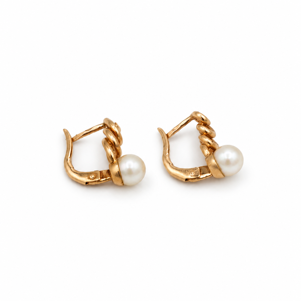 Boucles d’oreilles or jaune et perles de culture