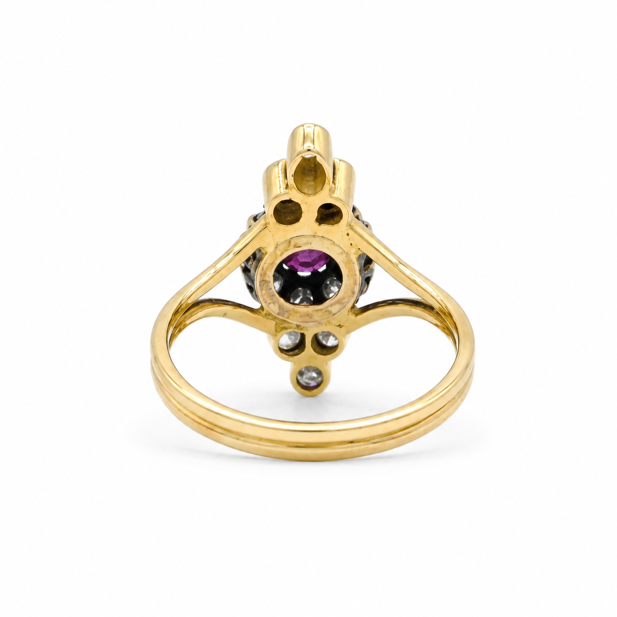 Bague Marquise - Or jaune - Rubis et Diamants