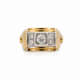 Bague Tank - Or Rosé - Diamants
