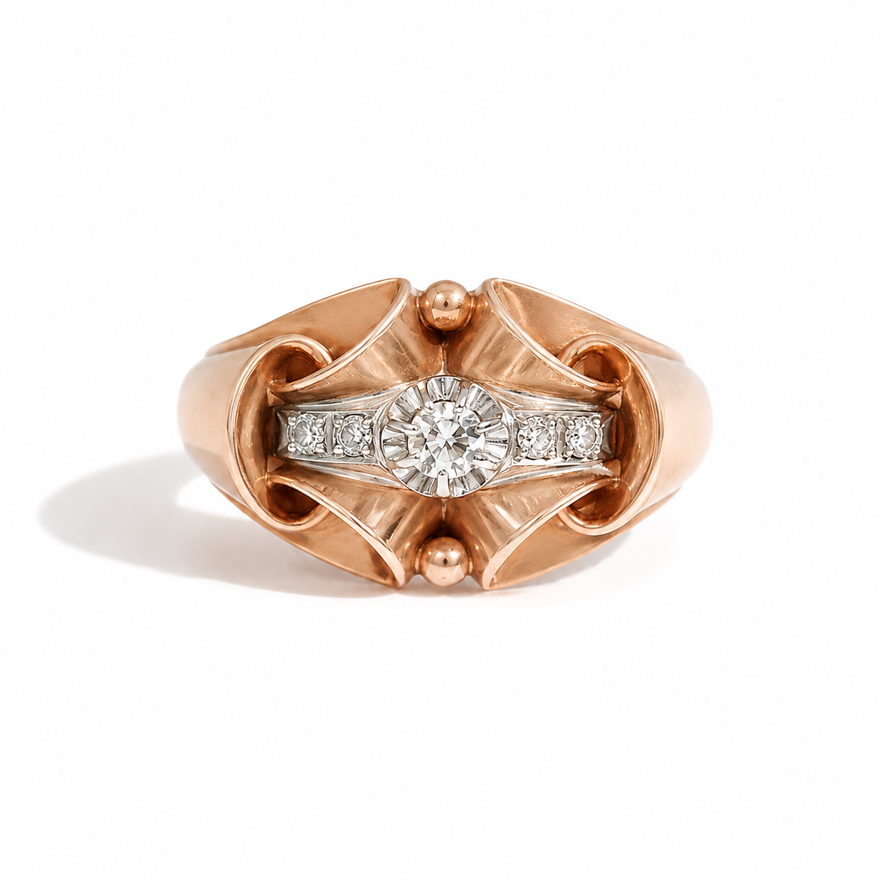 Bague Tank Or rose - Diamants 0,40 carat
