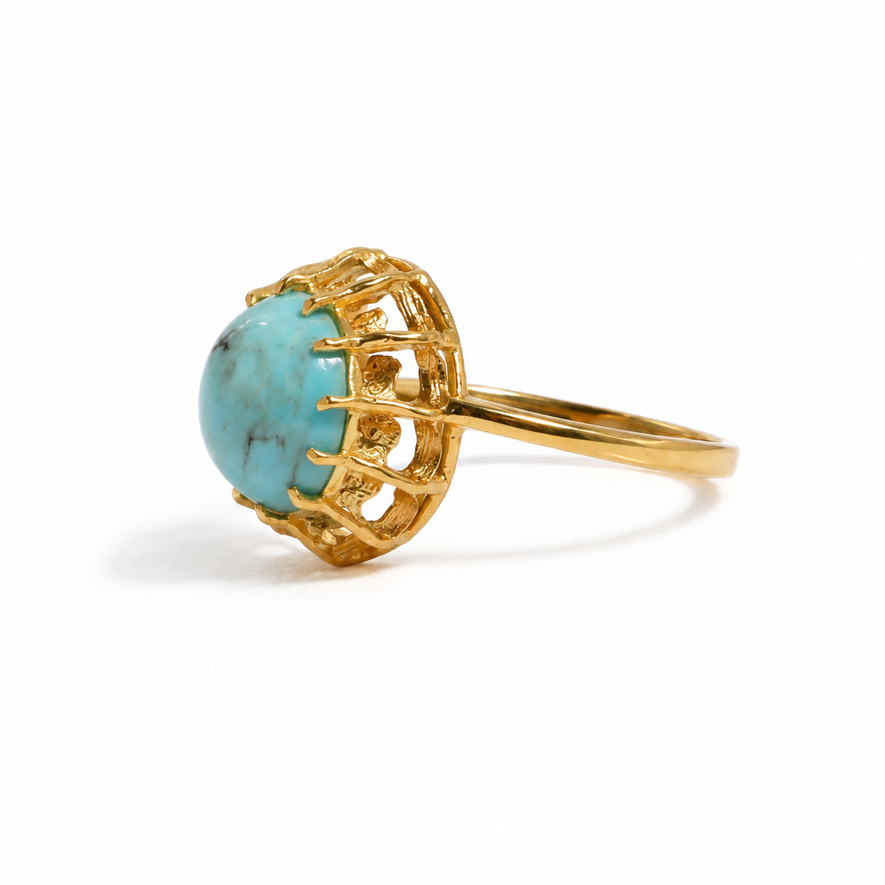 Bague - Or jaune - Cabochon turquoise