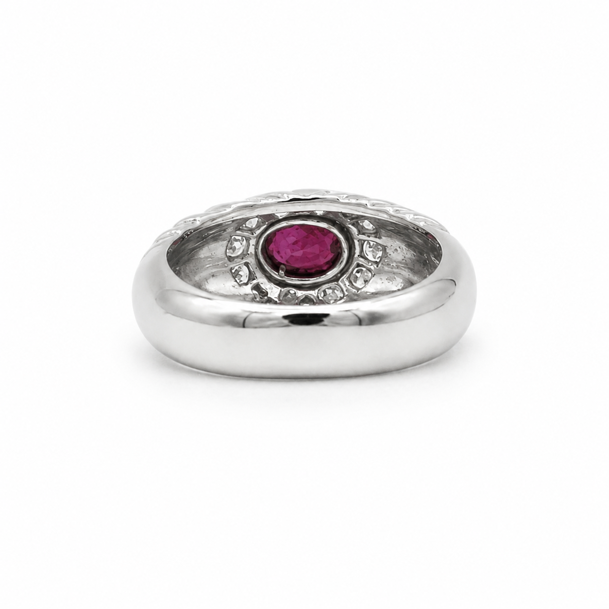 Bague Jonc - Or blanc Rubis et diamants