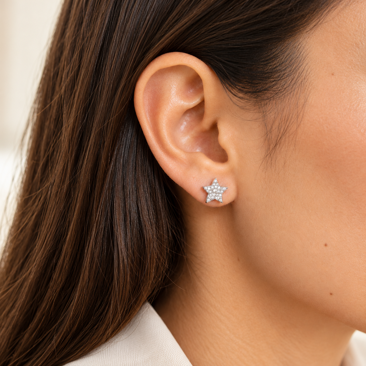 Boucles d’oreilles Étoile - Or blanc et Diamants