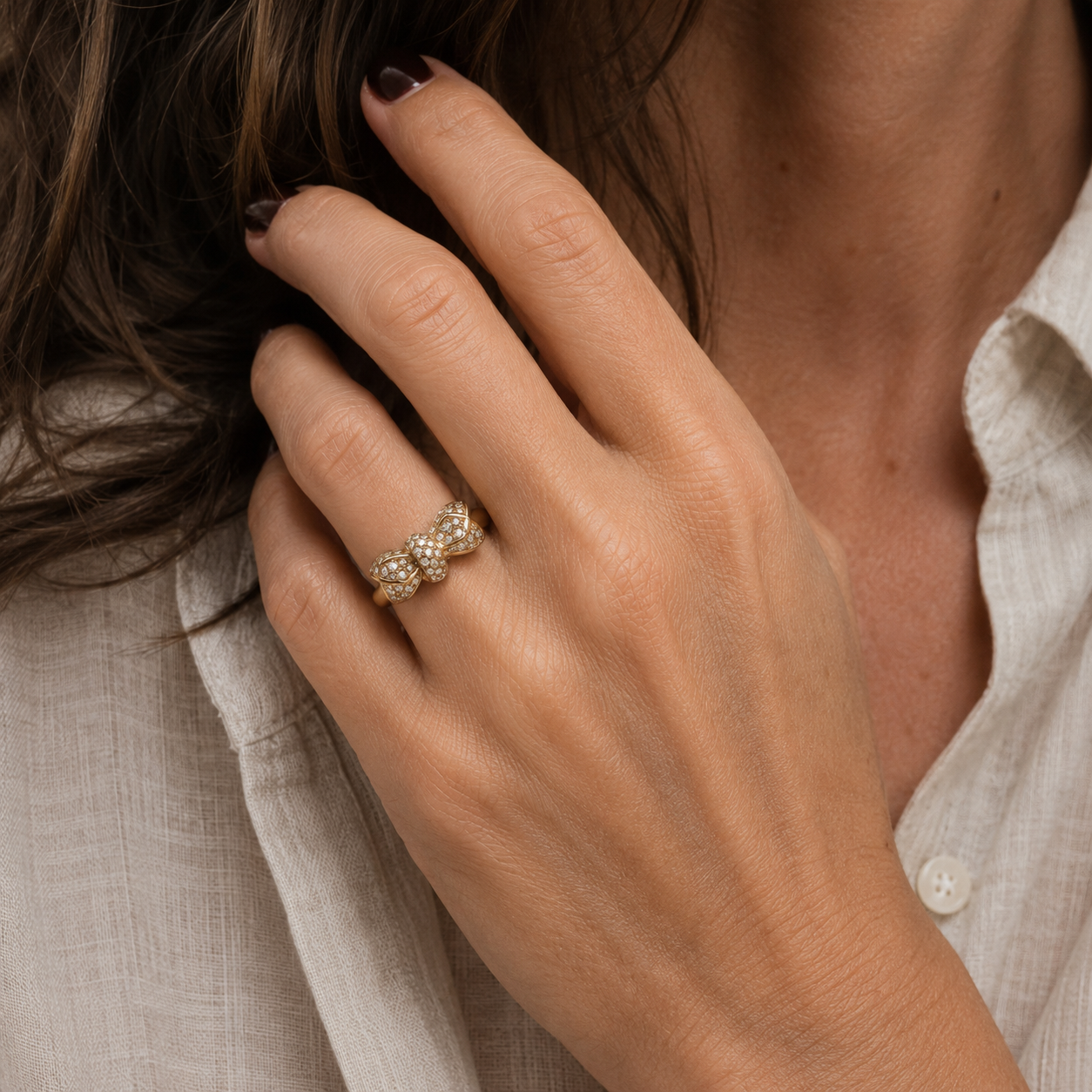 Bague Noeud Or jaune et Diamants