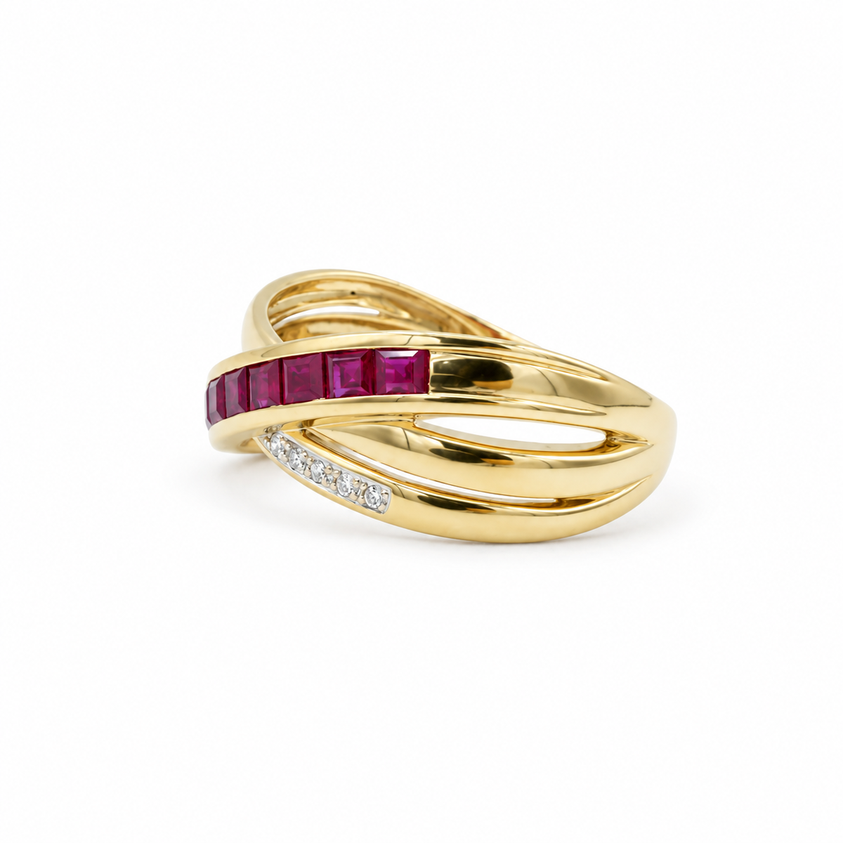 Bague Or jaune - Rubis et Diamants