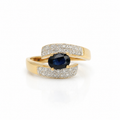 Bague Vintage - Or jaune Saphir et Diamants