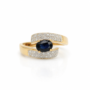Bague Vintage - Or jaune Saphir et Diamants