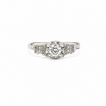Art déco - Bague Or blanc - Diamants