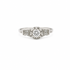 Art déco - Bague Or blanc - Diamants