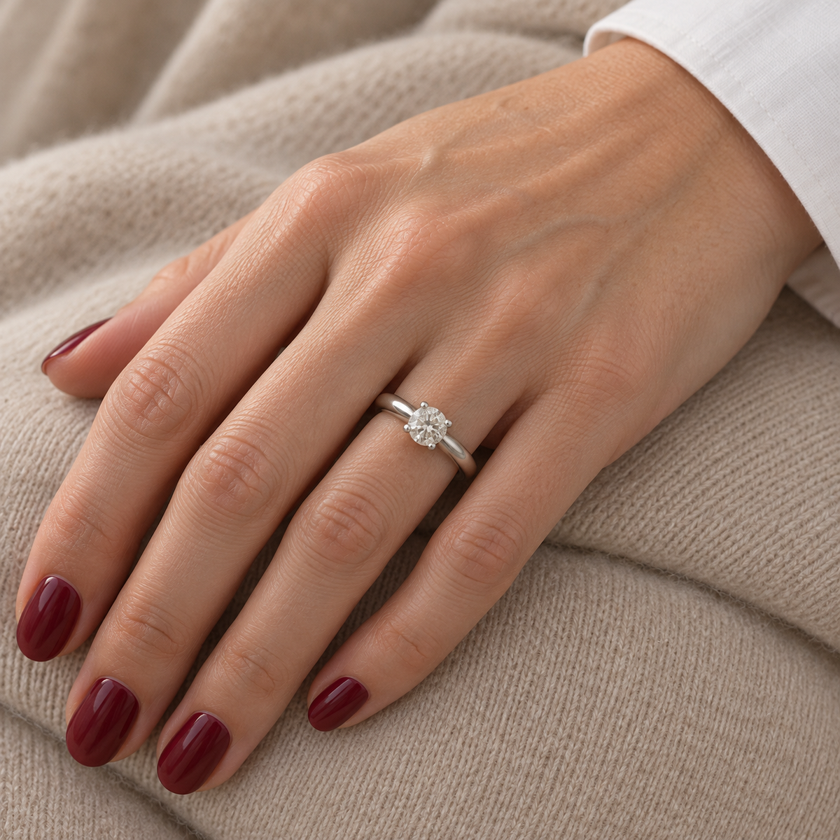 Solitaire Or blanc et diamant 0,60 carat
