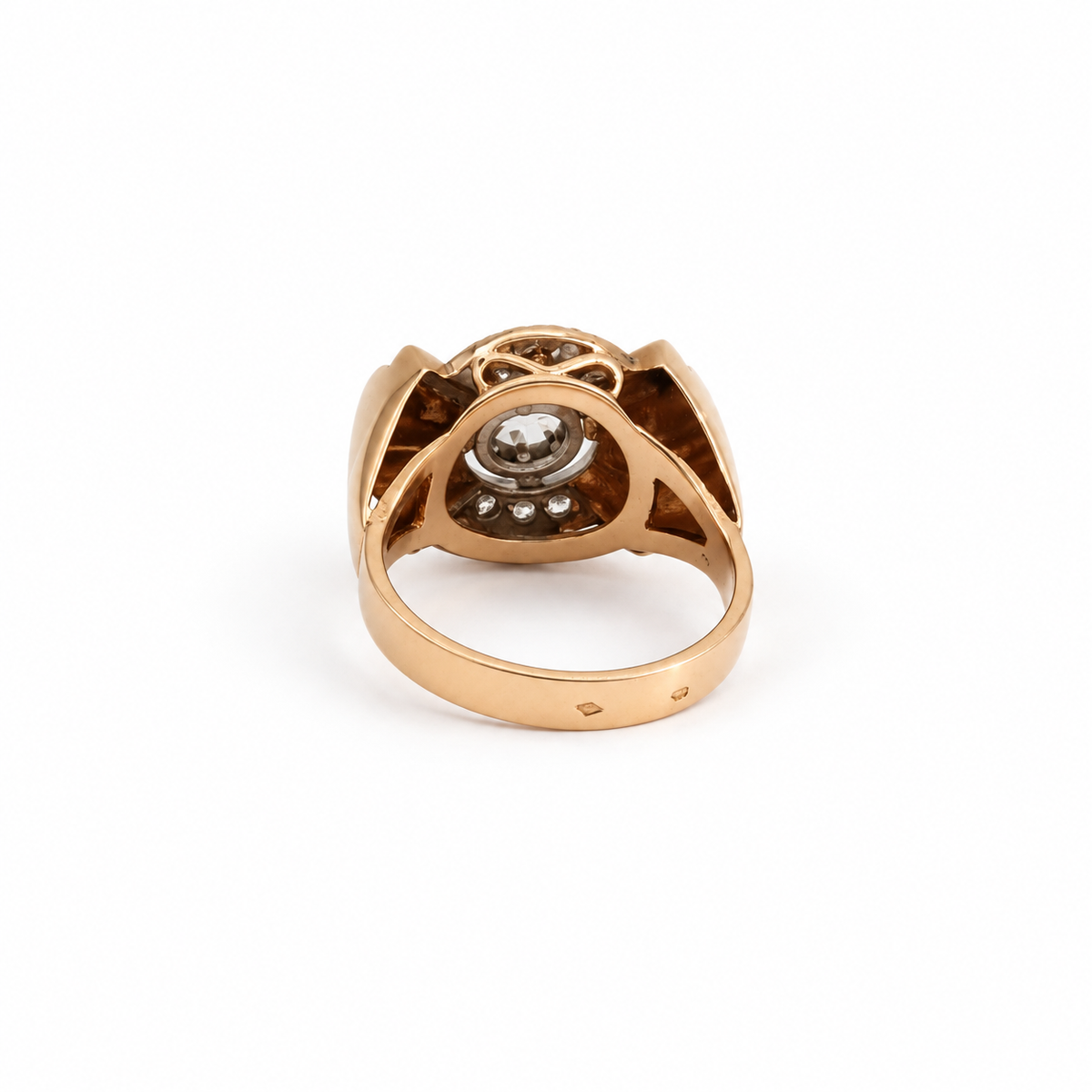 Bague Tank - Or Rosé et Platine - Diamants 0,30 ct