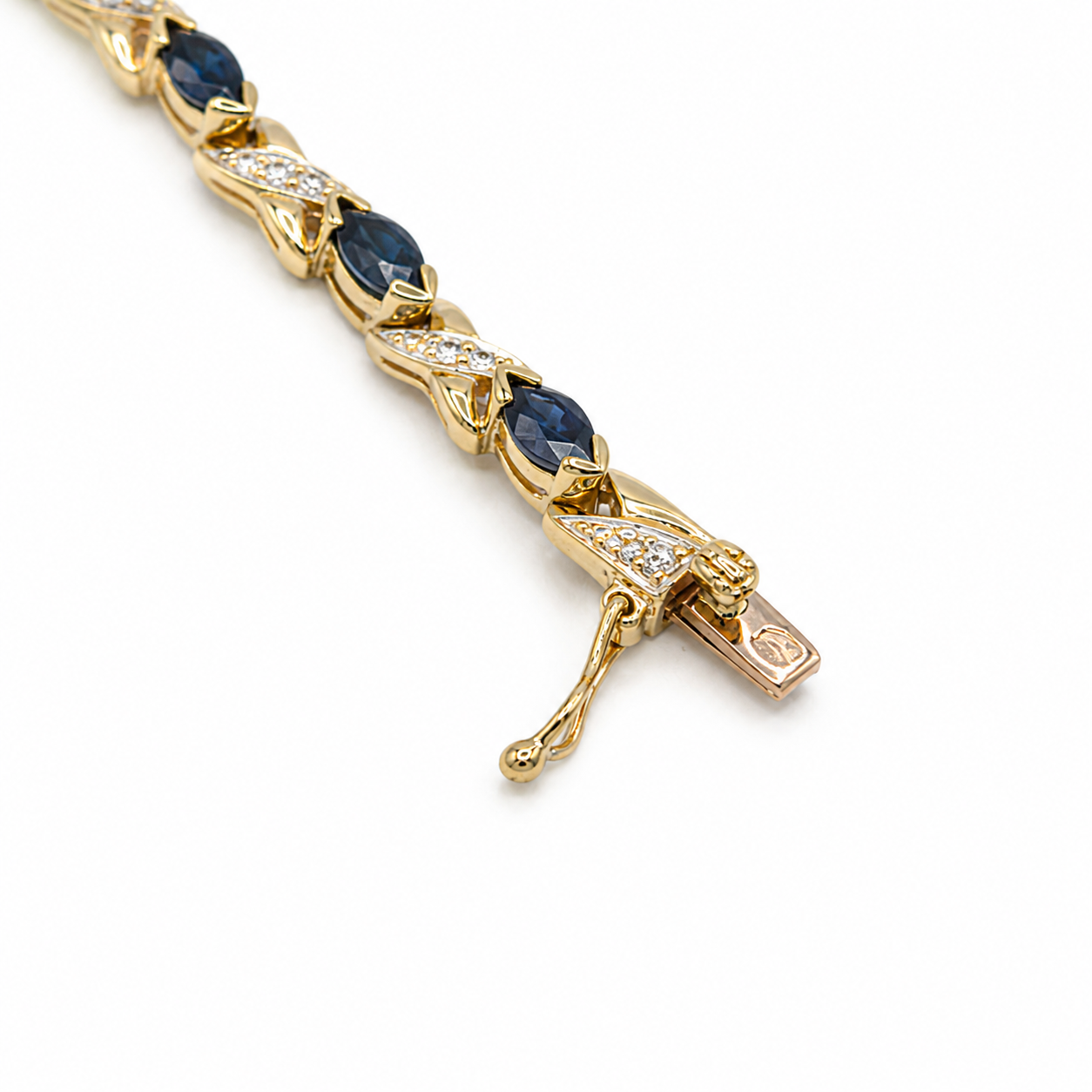 Bracelet Vintage - Or jaune - Saphirs et Diamants