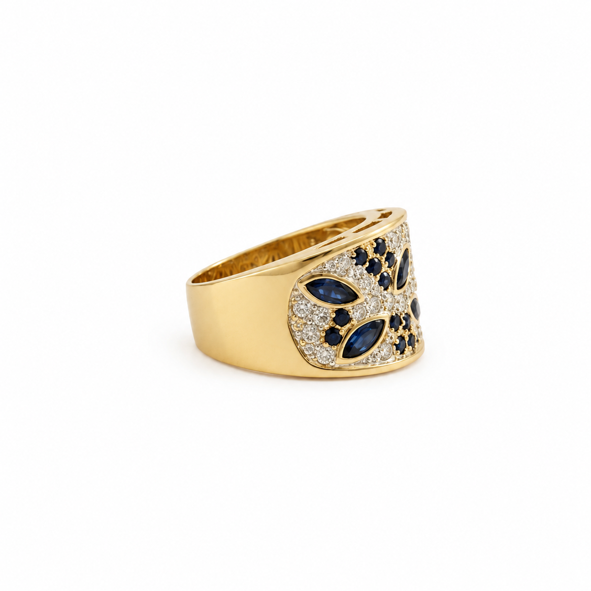 Bague Bandeau - Or jaune et Saphirs