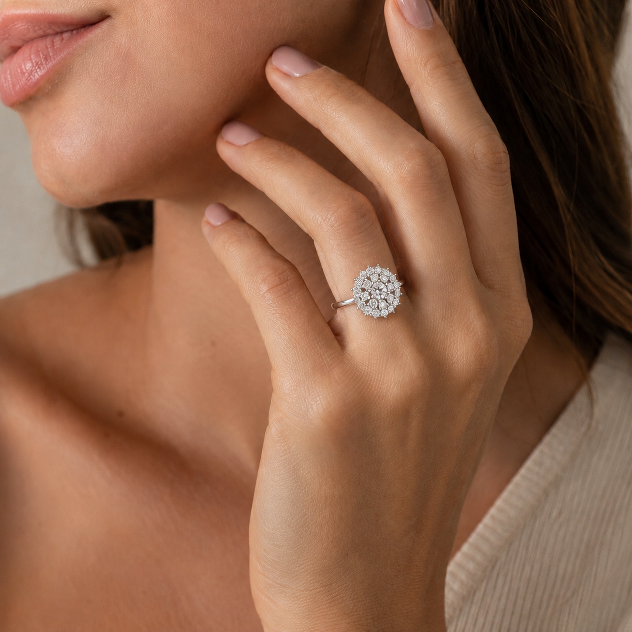 Bague Marguerite - Or blanc - Diamants 2,42 carats
