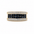 Bague Bandeau - Or jaune - Saphirs et Diamants